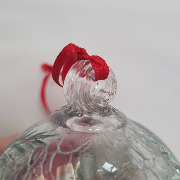 VTG Celebrations Cardinal Xmas Crackled Glass Ball Ornament - Picture 5 of 13